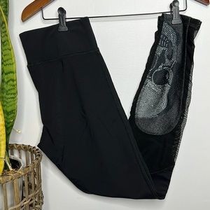Terez • Crystal Skull Mesh Insert Performance Leggings Size Medium